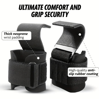 Weight Lifting Hook Grips with Wrist Wraps Hand-Bar Wrist Strap Gym Fitness Hook Weight Strap Pull-Ups Power Lifting Gloves